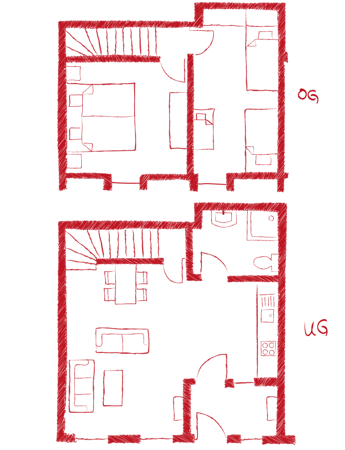 Grundriss Ferienwohnungen 2 bis 4